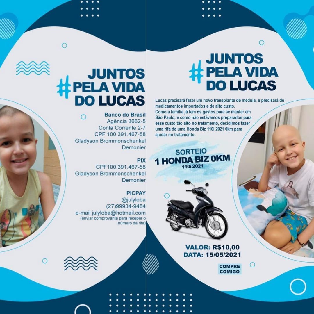 Campanha pretende arrecadar recursos para custar tratamento de Lucas Campanha pretende arrecadar recursos para custar tratamento de Lucas