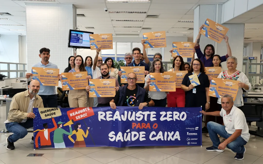 Ato em defesa do Saúde Caixa mobiliza dirigentes sindicais e empregados
