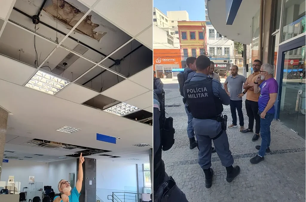 Após desabamento do teto, Sindicato interdita agência central do Banestes 