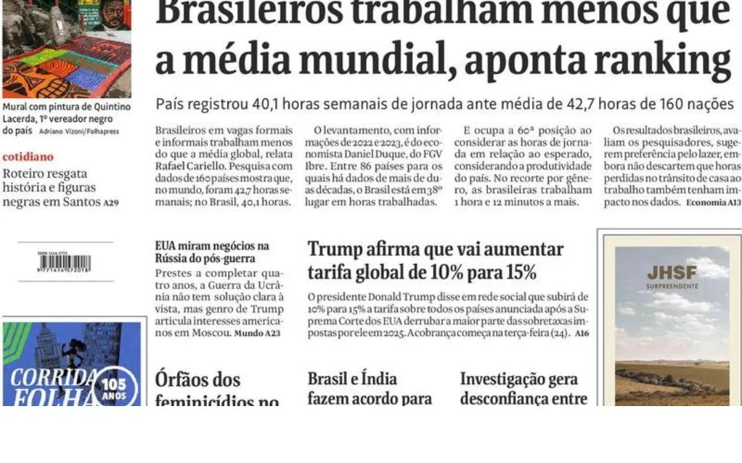 Para defender manutenção da 6X1, Folha de S. Paulo “cria” mito do trabalhador brasileiro preguiçoso