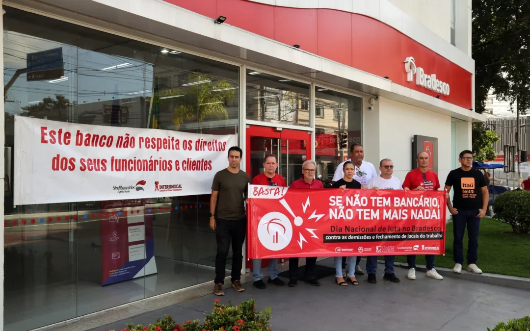 Sindicato realiza ação sindical no Bradesco e Itaú contra as demissões