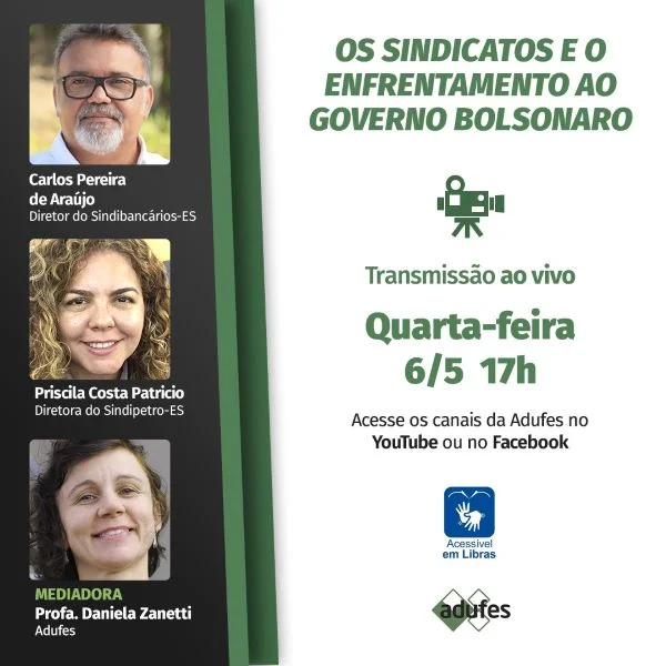Sindicatos e enfrentamento ao governo Bolsonaro é tema de live nesta quarta