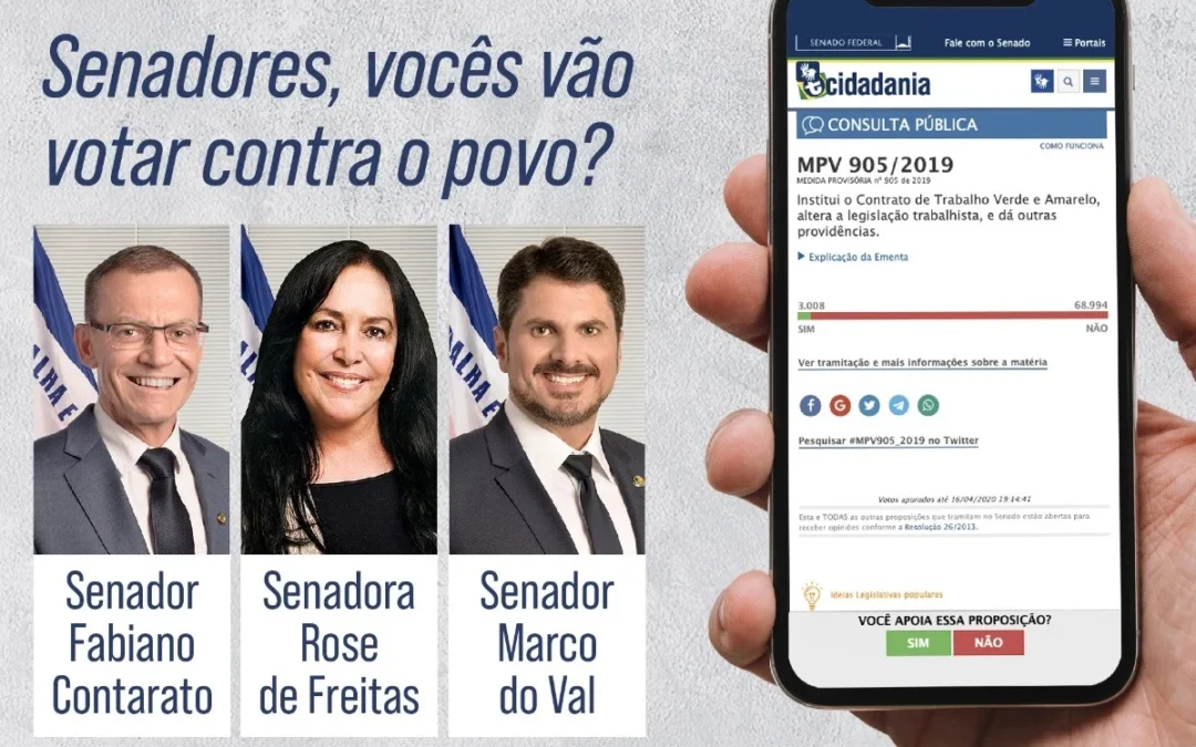 Pressione os senadores capixabas a não votarem MP 905