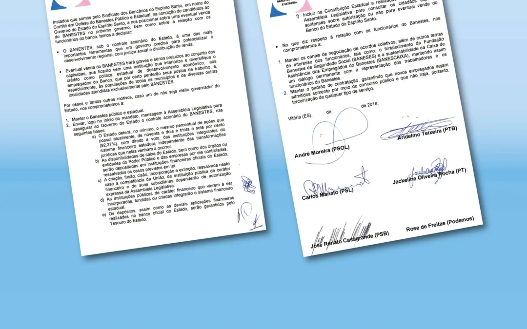 Candidatos ao governo assinam termo de compromisso em defesa do Banestes